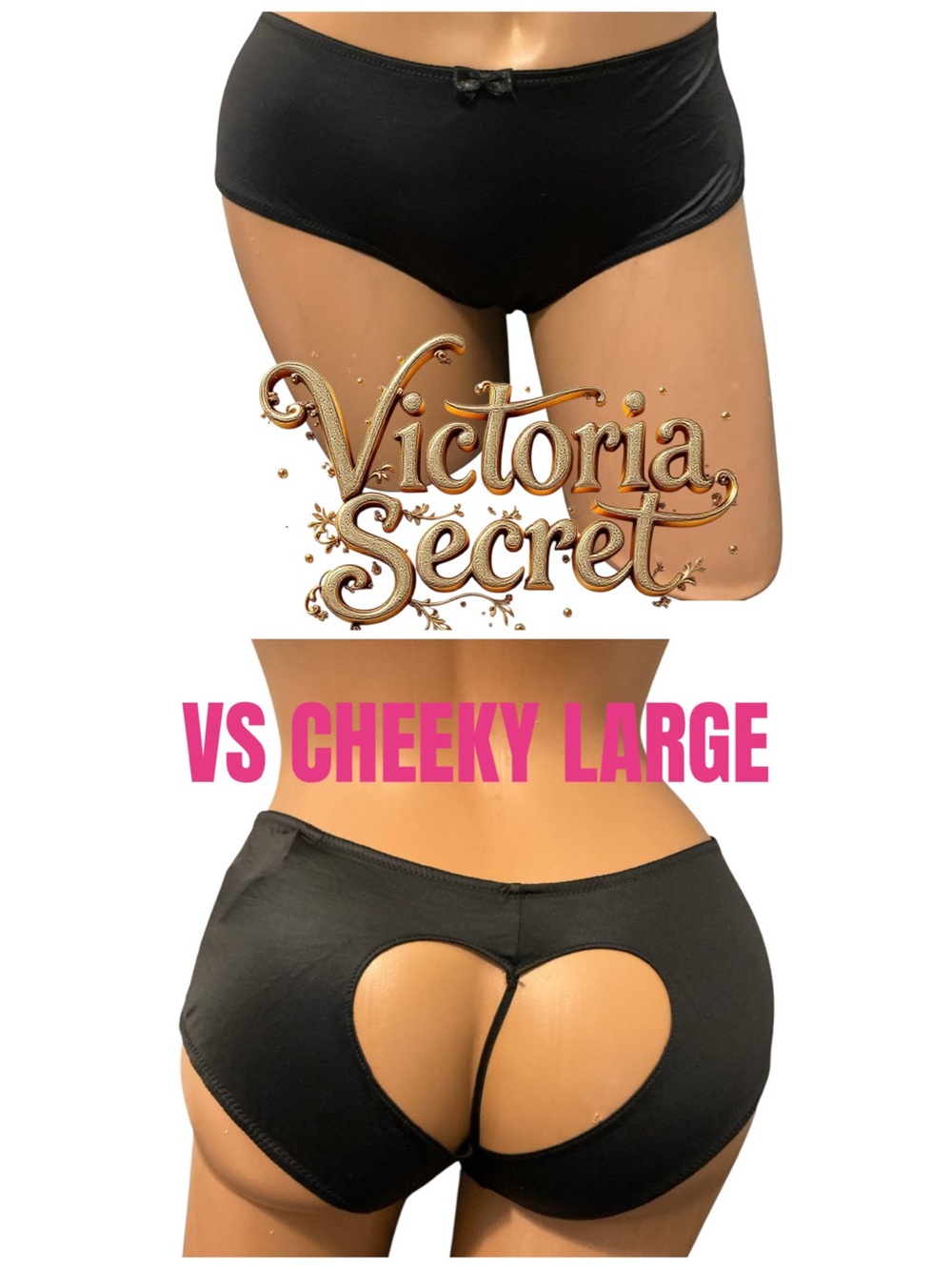 Victoria's Secret Black Cheeky Panty with Heart Cutout Back